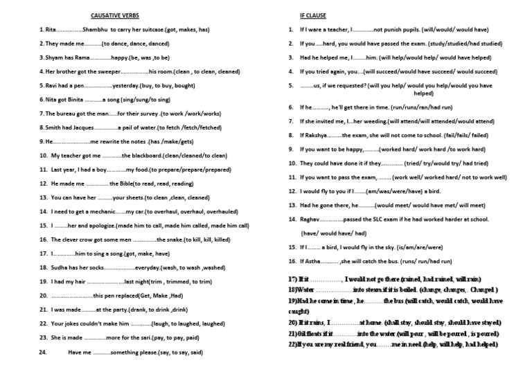 CAUSATIVE VERBS+ IF Clause | PDF