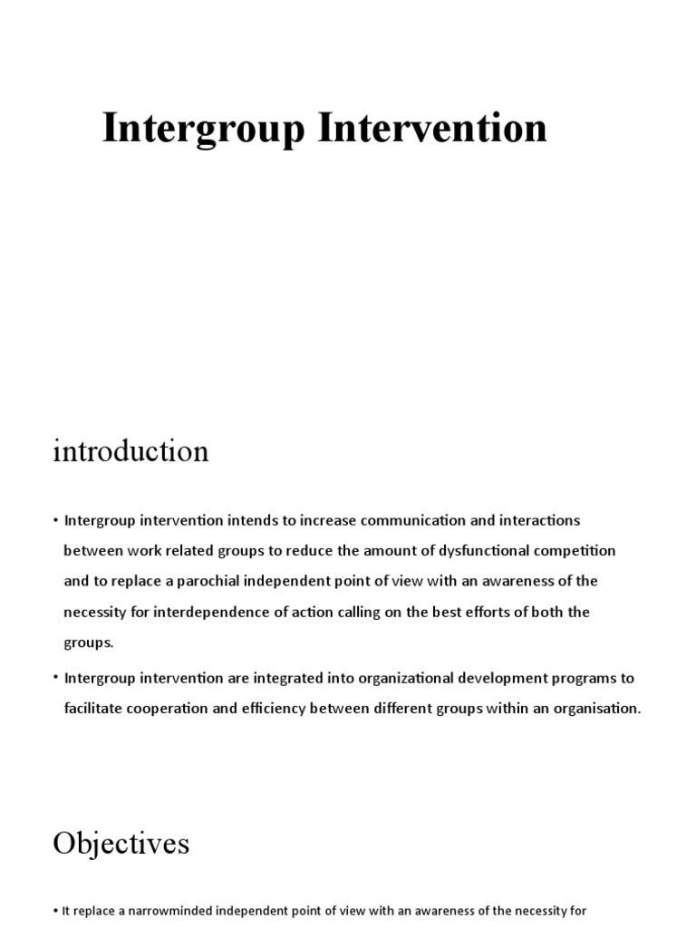 Intergroup Intervention Pdf Organization Development Applied