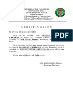 Certification: Barangay Malaya