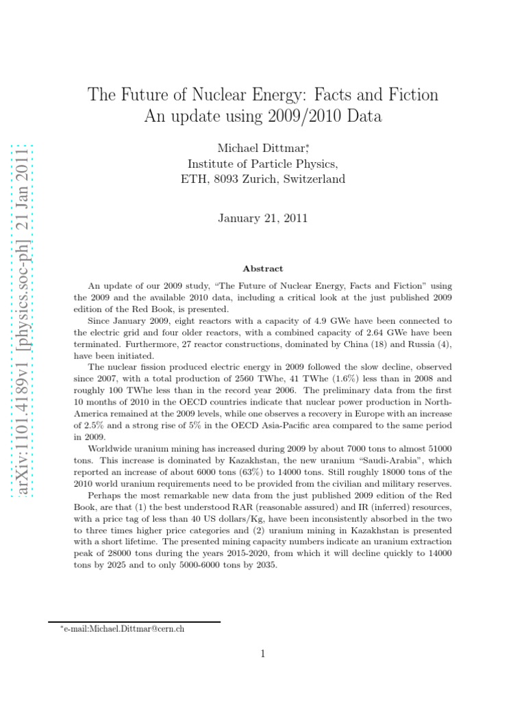 Future of Nuclear Energy Analysis 2011 | PDF | Nuclear Reactor ...