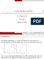 Continuous Random Variables: Dr. Hiranmoy Pal