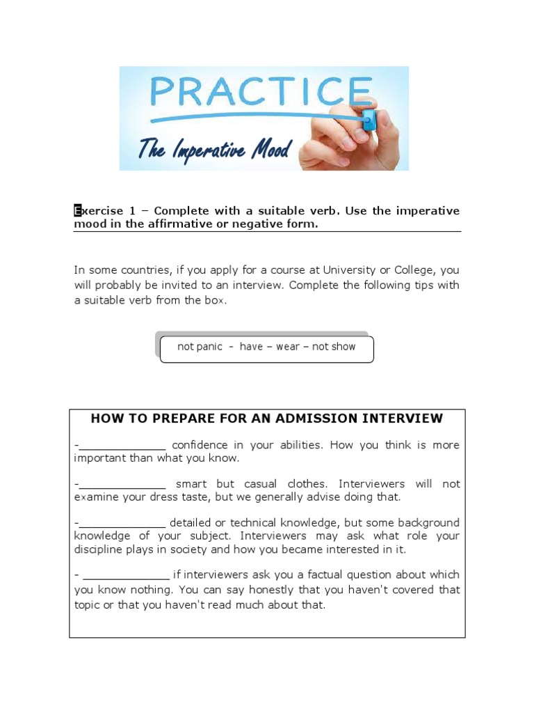 Grammar Practice - The Imperative Mood1 | PDF