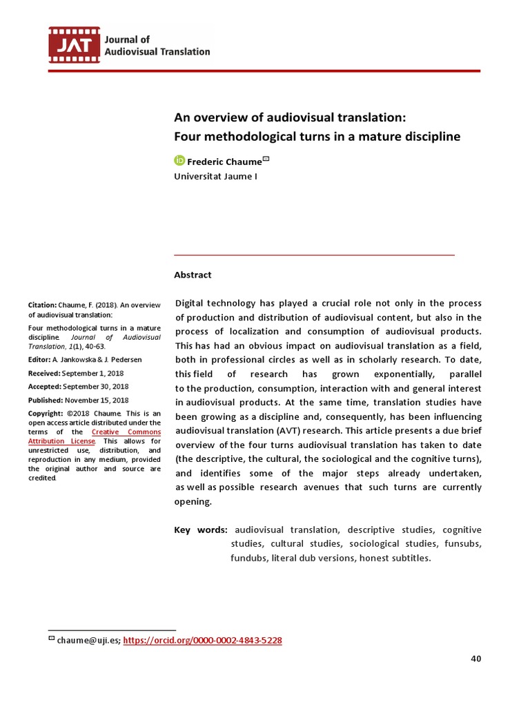 An Overview of Audiovisual Translation | PDF | Qualitative Research ...