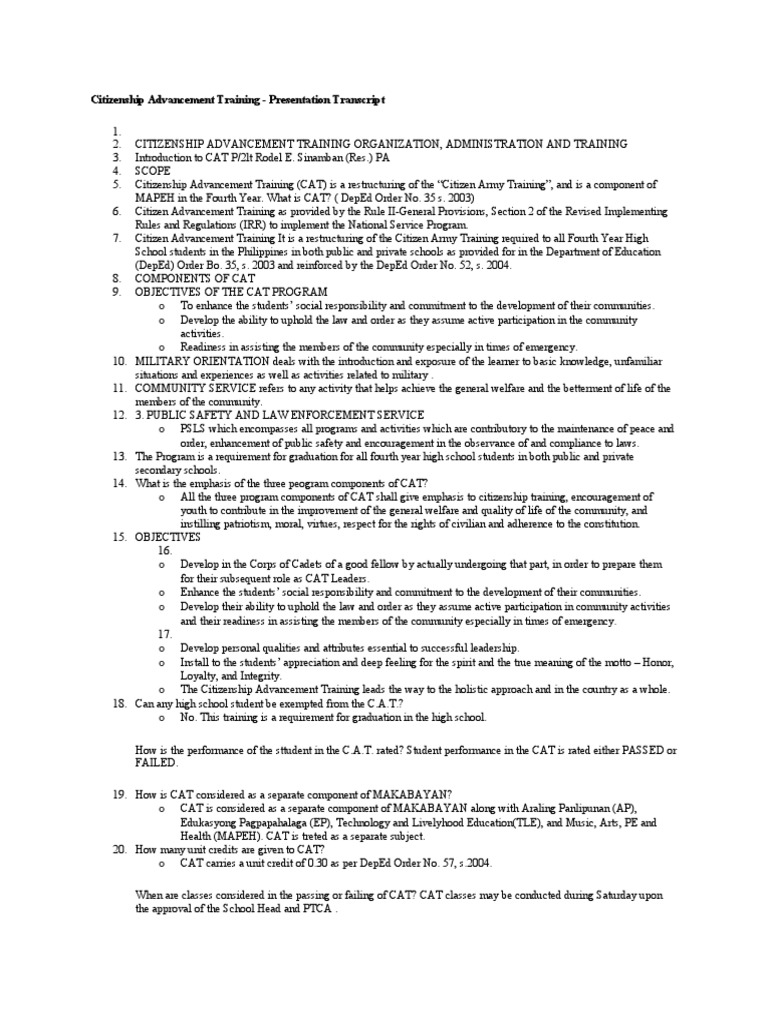 Citizenship Advancement Training | PDF | Citizenship | Loyalty