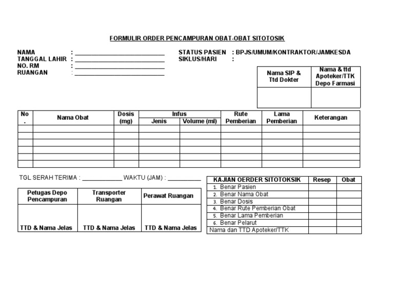 Formulir Quality Control Obat Sitotoksik | PDF | Kesehatan Holistik