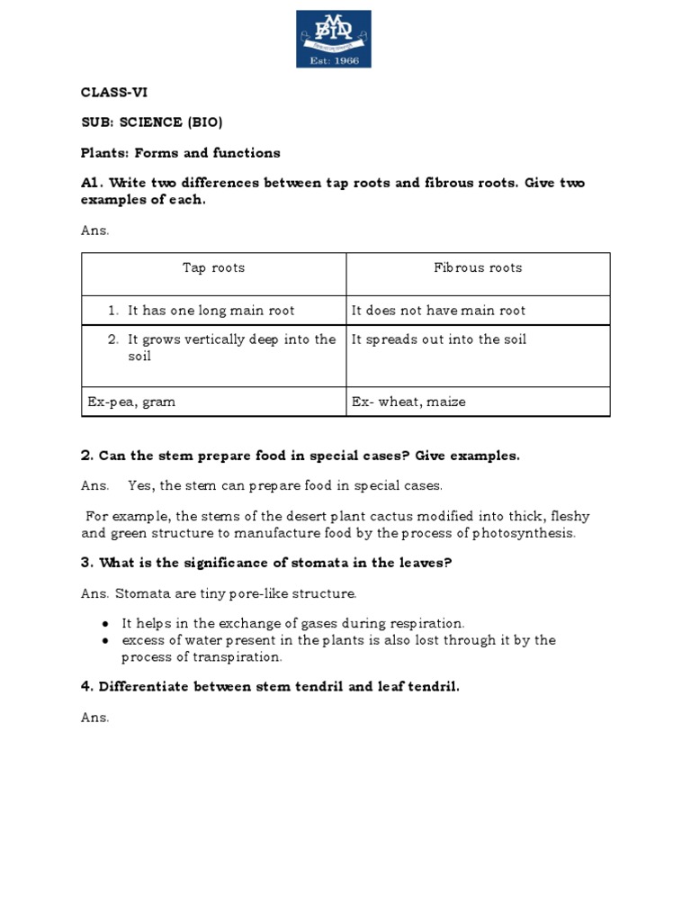 CHAPTER 9 PLANTS FORMS AND FUNCTIONS - ANS. KEY Pending PDF | PDF ...