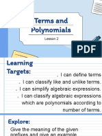 Terms and Polynomials: Lesson 2