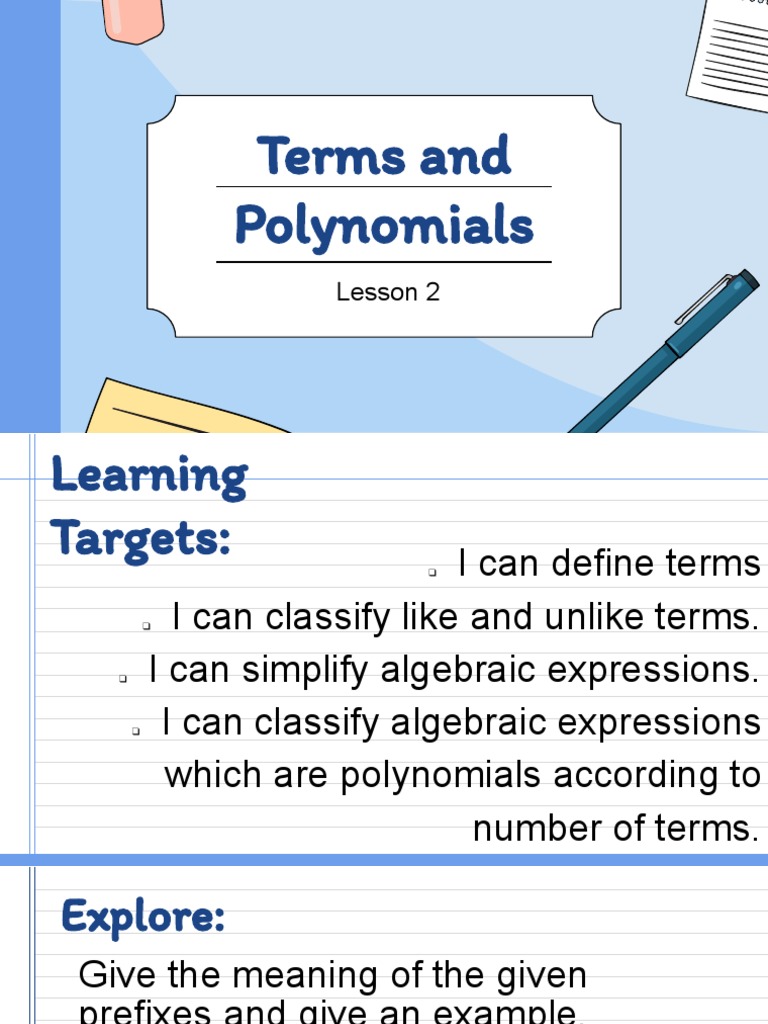 Understanding Polynomials and Terms | PDF | Polynomial | Computational ...