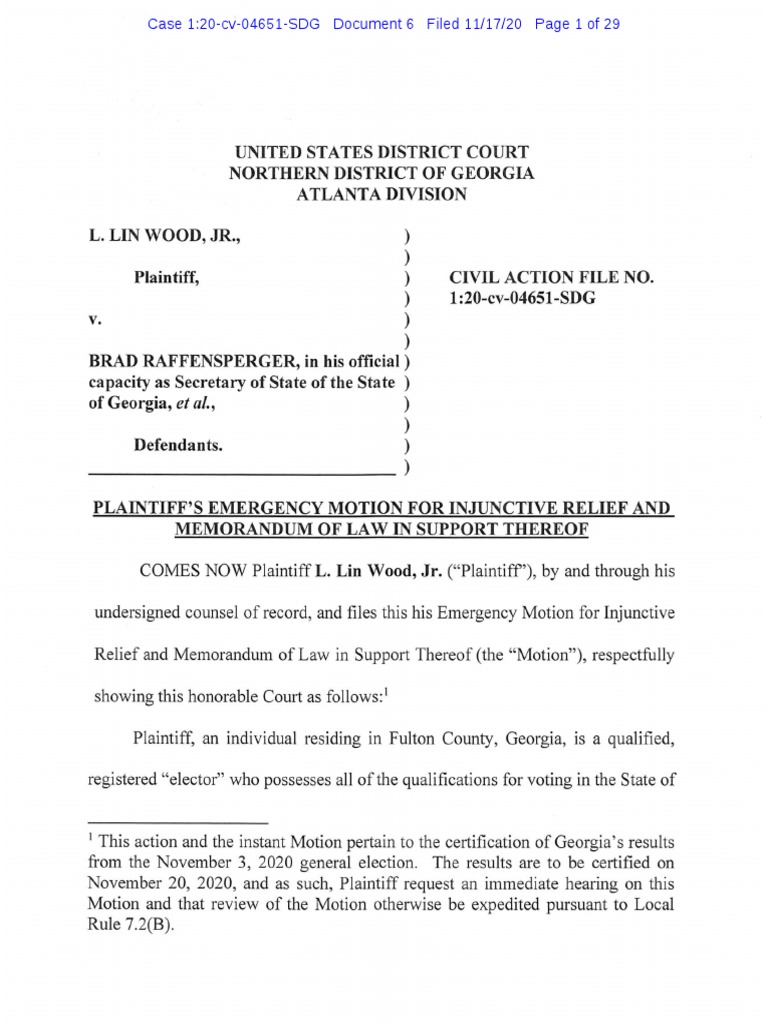 2020-11-17 TRO Motion With Exhibits | PDF | Notary Public | Lawsuit