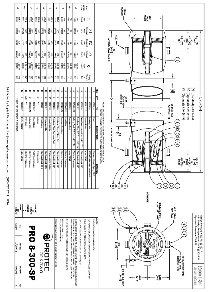 Protec Pro8300Sp Membrane Housing Drawing PDF