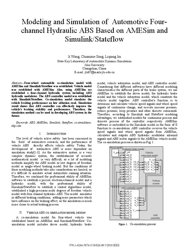 Modeling and Simulation of Automotive FourChannel Hydraulic Abs Based