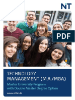 Technology Management (M.A./Mba) : Master University Program With Double Master Degree Option
