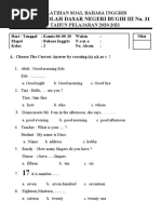 Sekolah Dasar Negeri Bugih Iii No. 31: Latihan Soal Bahasa Inggris TAHUN PELAJARAN 2020-2021