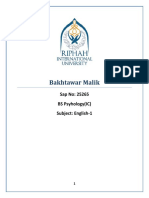 Bakhtawar Malik: Sap No: 25265 BS Psyhology (IC) Subject: English-1