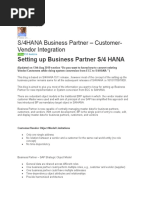 SAP Blog - Setting Up Business Partner S4 HANA