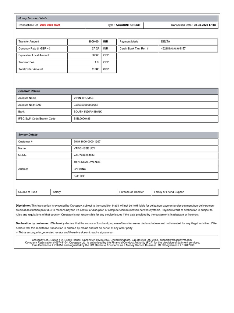 Receipt | PDF | Financial Transaction | Wire Transfer