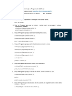 Primeira Lista de Introdução A Programação PDF