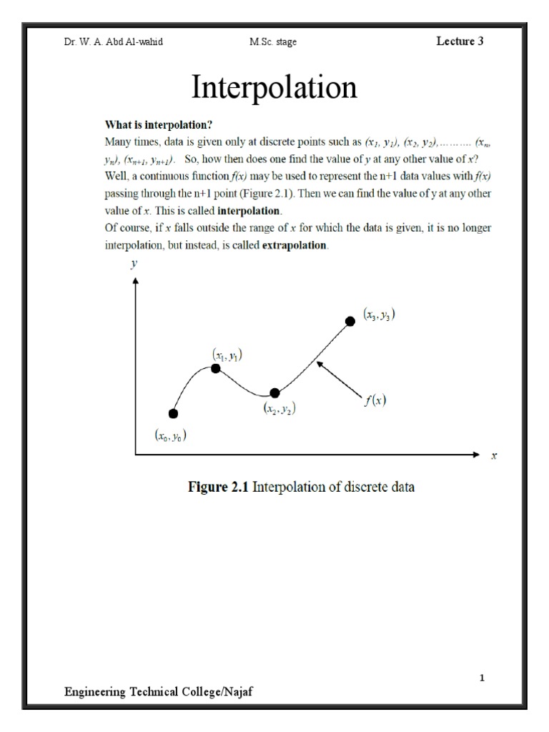 Interpolation Lecture by Dr. W. A. Abd Al-wahid | PDF | Science ...