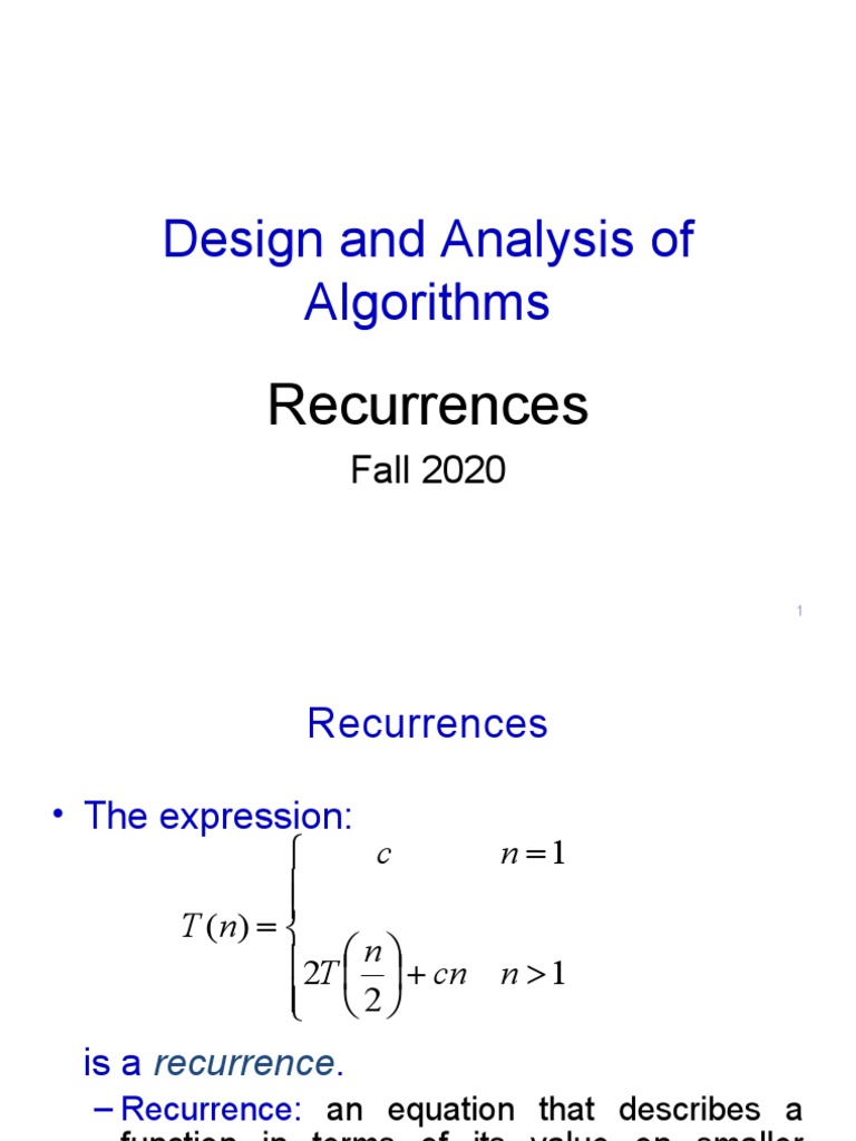 Recurrence Relations in Algorithms | PDF | Theoretical Computer Science ...