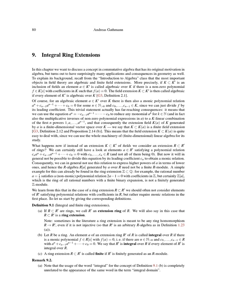 Integral Ring Extensions Explained | PDF | Ring (Mathematics) | Field ...