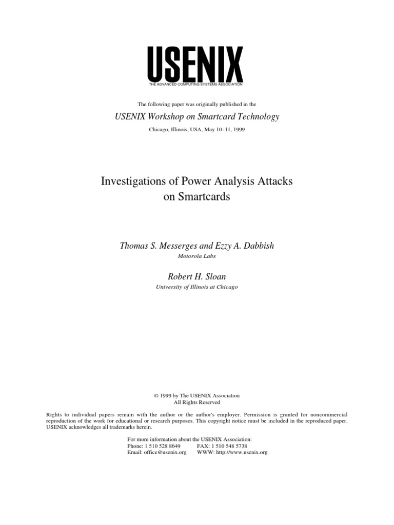 Investigations of Power Analysis Attacks On Smartcards: USENIX Workshop ...