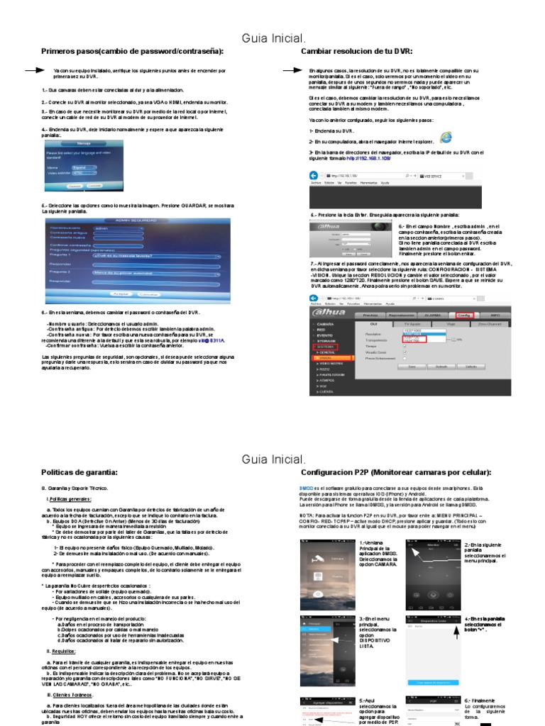 Guia Inicio | PDF | Grabadora de vídeo digital | Contraseña