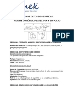 Guante quirúrgico látex hoja datos seguridad