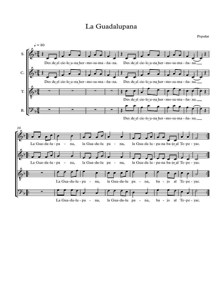 La Guadalupana - Partitura Completa PDF | PDF