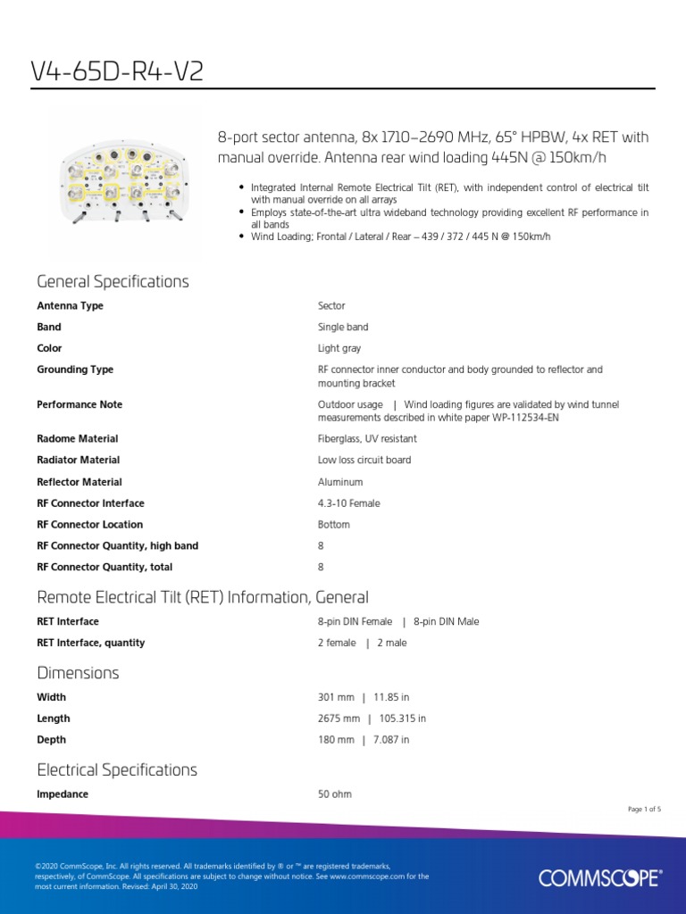 V4-65D-R4-V2: General Specifications | PDF | Antenna (Radio ...