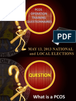 Pcos Operation Training Questionnaires: MAY 13, 2013 NATIONAL and Local Elections