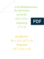 Ejercicios de Multiplicaciones de Polinomios PDF