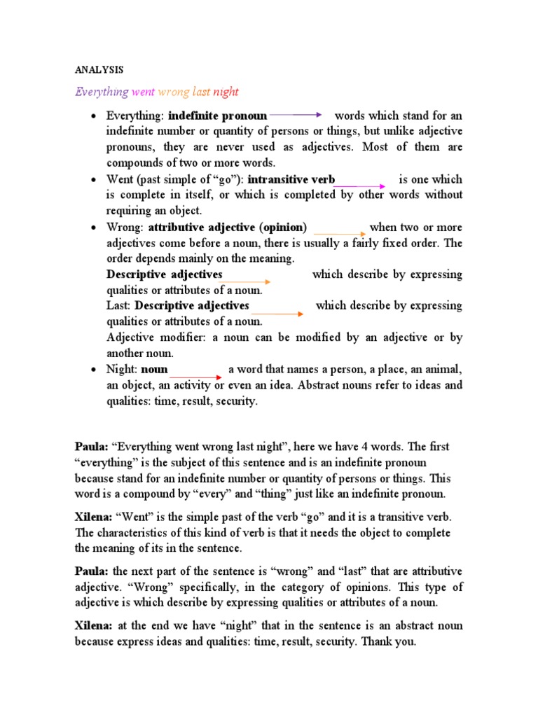 Adjective Analysis in Sentence Structure | PDF | Language Arts & Discipline