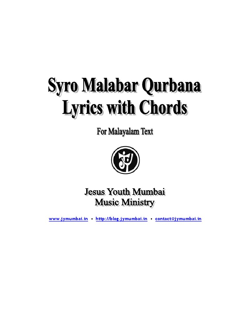 Syro Malabar Mass in Malayalam Chords PDF