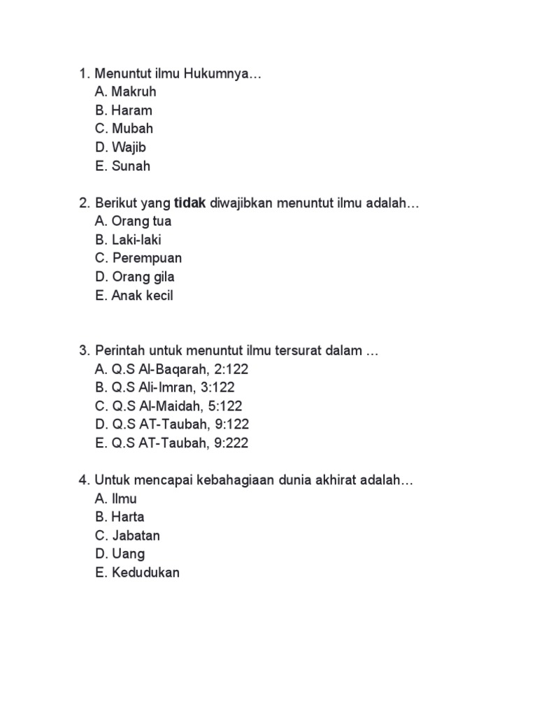 Perintah untuk menuntut ilmu tersurat dalam