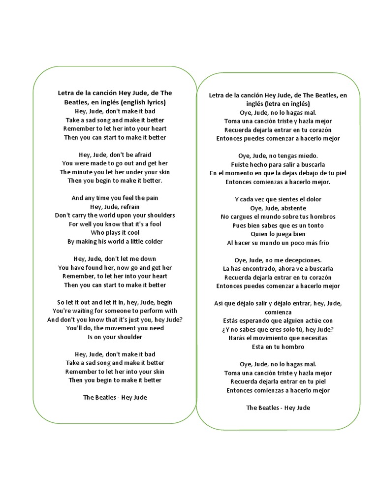 Don T Let Me Down Beatles Letra The Beatles - Hey Jude | PDF | Los Beatles | Música grabada