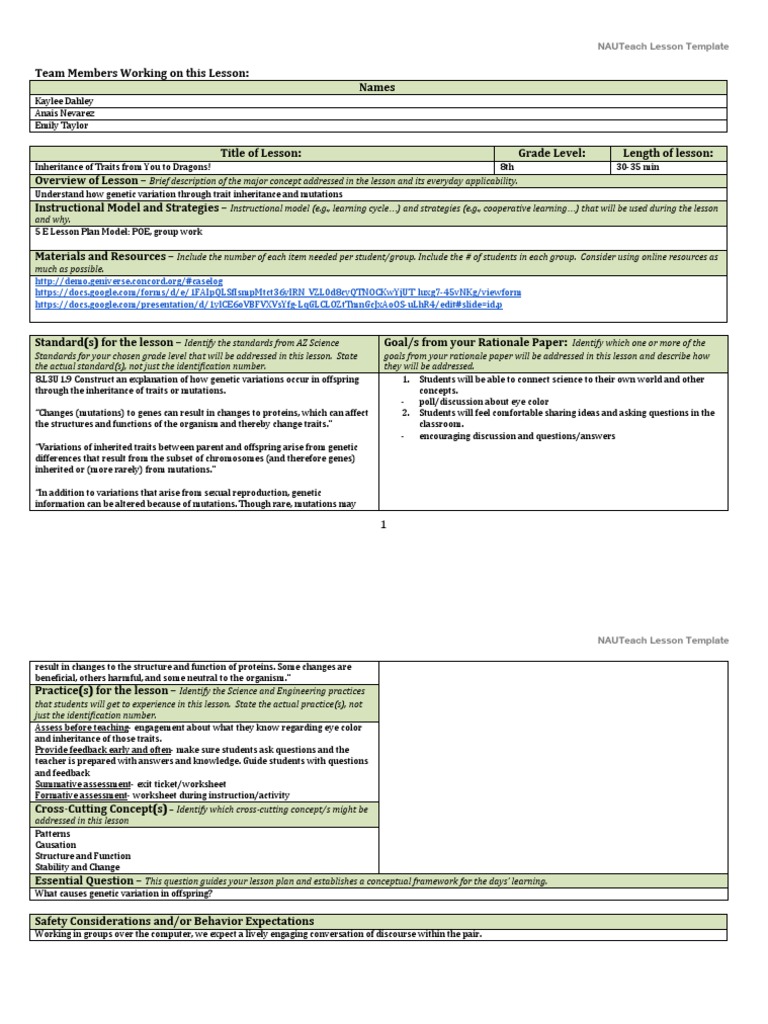 Lesson Plan PDF Mutation