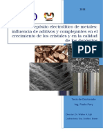 Depósito Electrolítico de Metales - Aditivos y Complejantes en El Que Los Cristales y en La Calidad de Los Depositos.