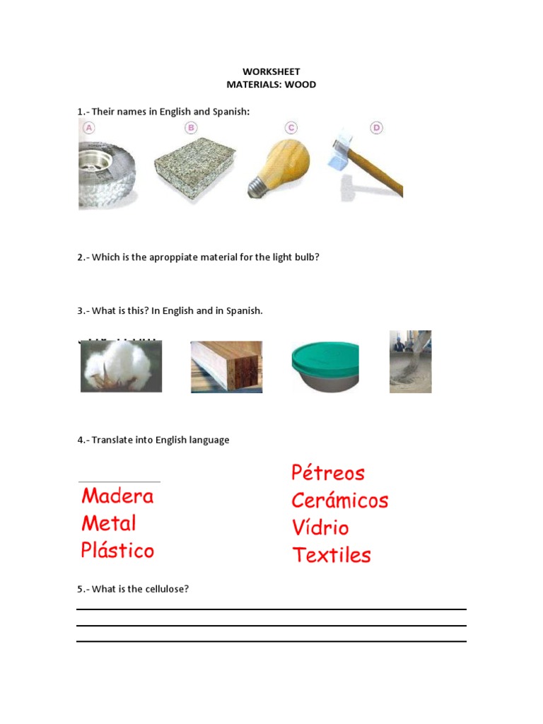 Worksheet Wood