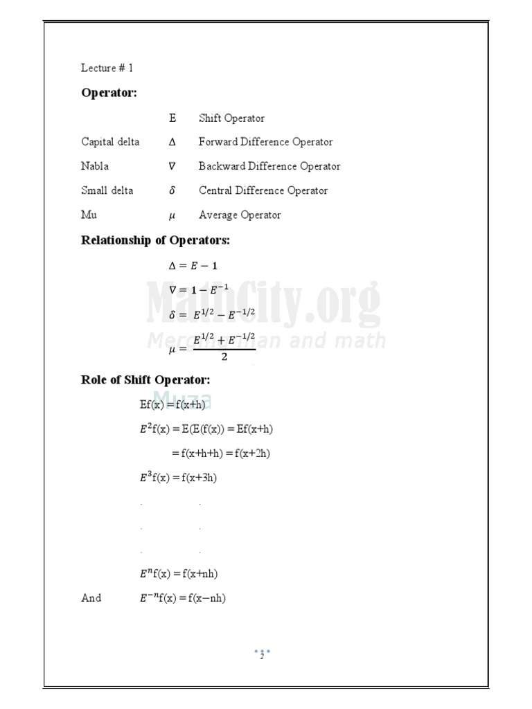Understanding Difference Operators in Mathematics | PDF