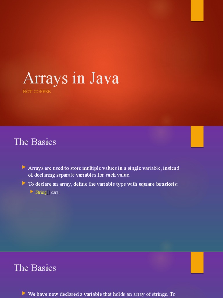 Arrays in Java: Hot Coffee | PDF