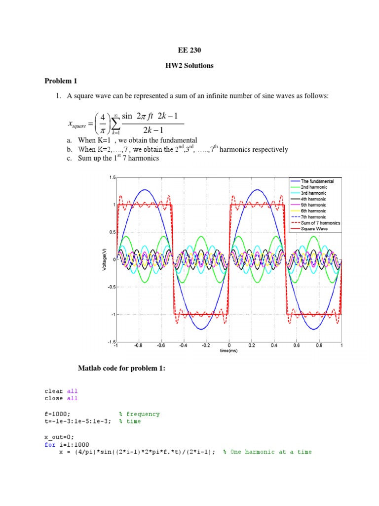 EE 230 HW2 Solutions: Harmonics & THD | PDF | Harmonic | Electrical ...