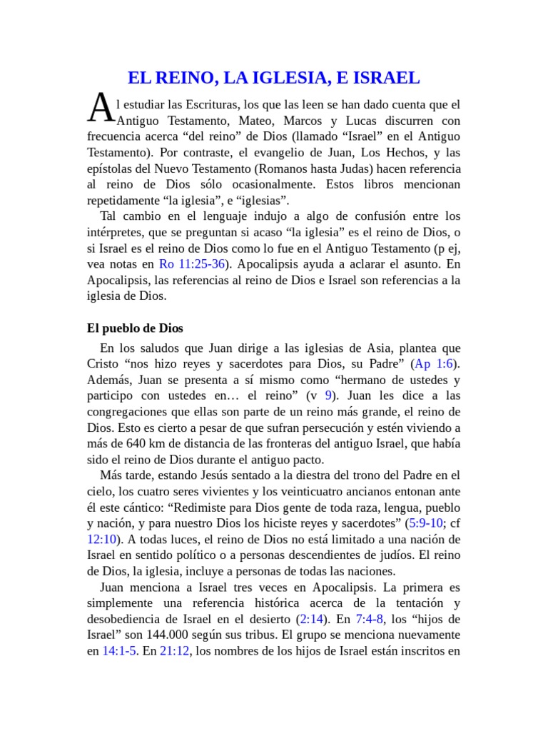 El Reino de Dios y la Iglesia en Apocalipsis | PDF | Juan el apóstol ...