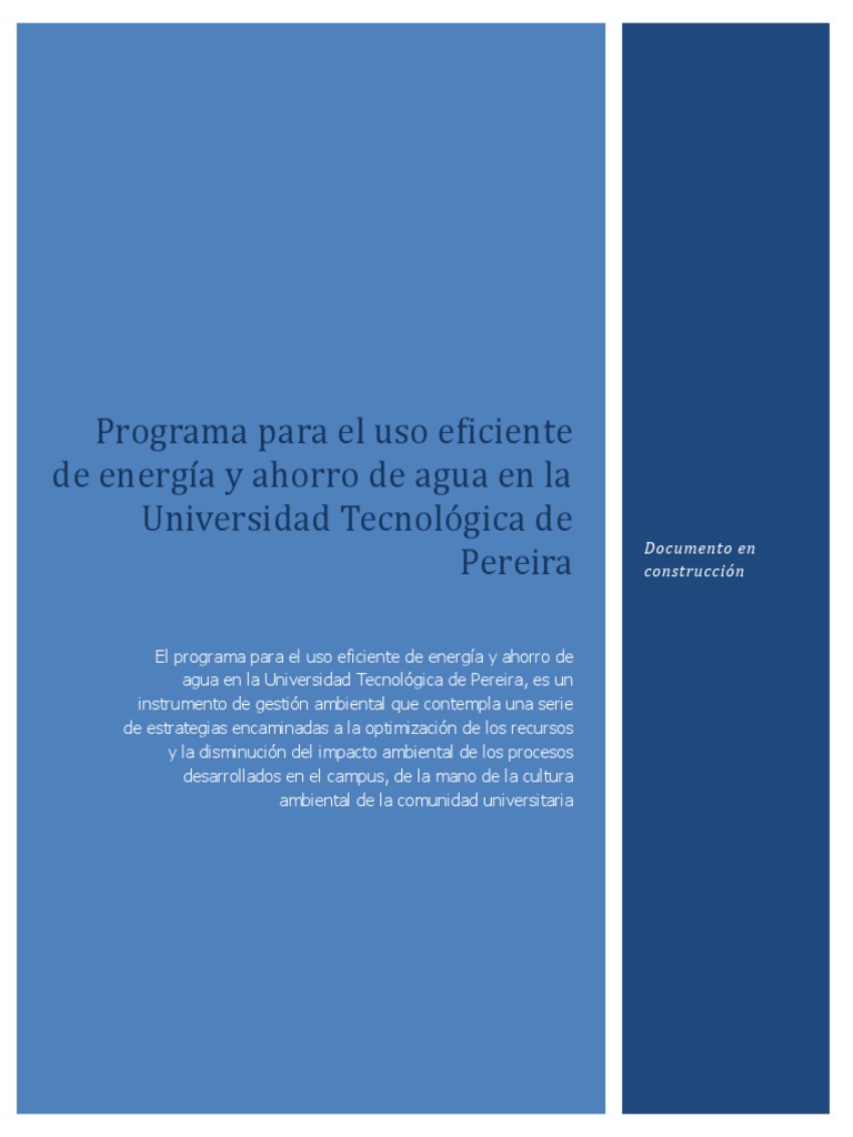 Programa para El Uso Eficiente de Energía y Ahorro de Agua en La UTP ...