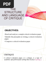 THE Structure and Language of Critique