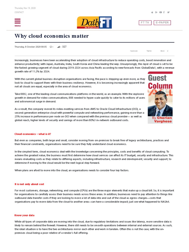 Understanding Cloud Economics | PDF | Cloud Computing | Cost