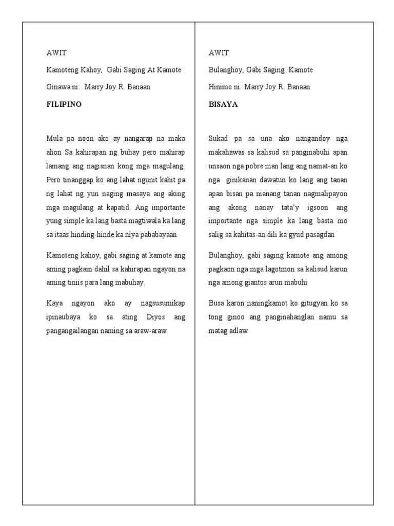 AWIT - Docx Ni Marry Joy | PDF
