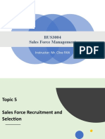 Topic 5 Sales Force Stafffing Recruitment Selection (SS)