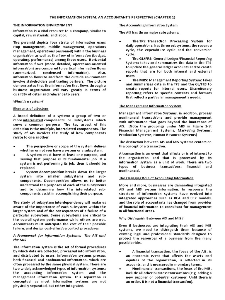 The Information System (Chapter 1) | PDF | System | Databases