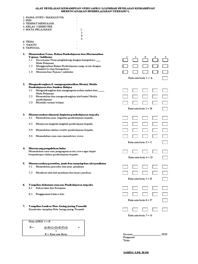 Format APKG 1 dan 2 Pembelajaran Terpadu | PDF | Seni