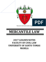 Mercantile Law: 2017 Golden Notes Faculty of Civil Law University of Santo Tomas Manila